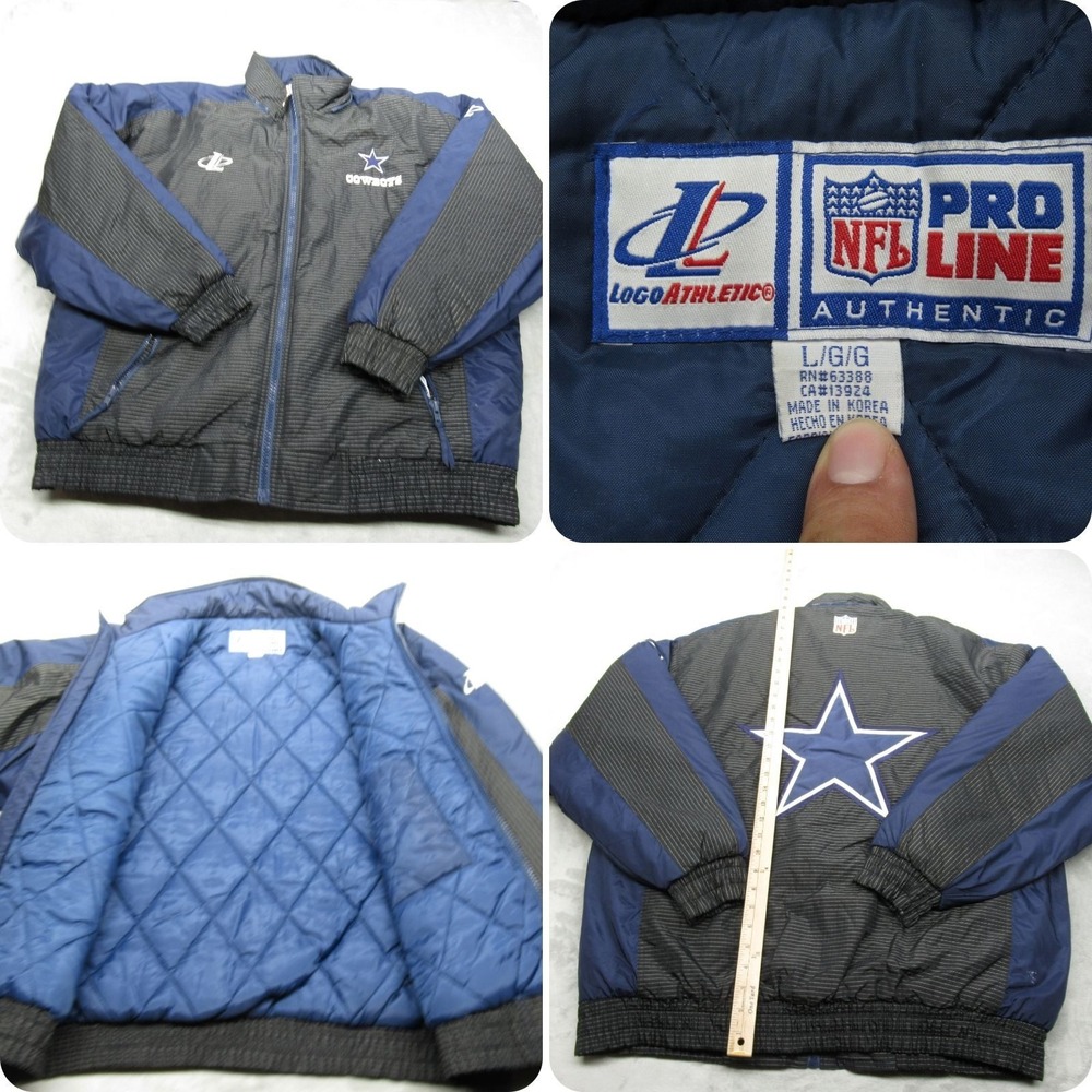 Dallas Cowboys Jacket Mens Large Logo Athletic Black Water Resistant Ripstop VTG